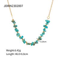 304 Stainless Steel Turquoise  18K Gold Plated Simple Style Classic Style Plating Color Block Pendant Necklace sku image 1