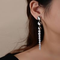 1 Pair Simple Style Classic Style Solid Color Plating Inlay Copper Zircon White Gold Plated Drop Earrings main image 1