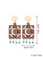 1 Pair Vintage Style Ethnic Style Geometric Skull Hollow Out Wood Drop Earrings main image 2