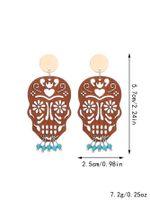 1 Pair Vintage Style Ethnic Style Geometric Skull Hollow Out Wood Drop Earrings main image 3