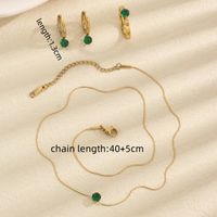 Titanium Steel 18K Gold Plated Simple Style Classic Style Inlay Solid Color Artificial Rhinestones Jewelry Set main image 3