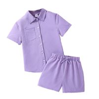 Simple Style Solid Color Cotton Blend Polyester Girls Clothing Sets main image 2