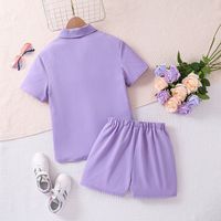 Simple Style Solid Color Cotton Blend Polyester Girls Clothing Sets main image 3