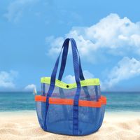 Unisex Medium Polyester Solid Color Vacation Beach Weave Hollow Bucket Buckle Hidden Buckle Beach Bag sku image 2