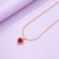 Alloy Rhinestone Simple Style Plating Heart Shape Pendant Necklace main image 1
