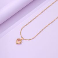 Alloy Rhinestone Simple Style Plating Heart Shape Pendant Necklace main image 3