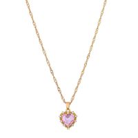 Alloy Rhinestone Simple Style Plating Heart Shape Pendant Necklace sku image 1