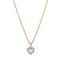 Alloy Rhinestone Simple Style Plating Heart Shape Pendant Necklace sku image 2