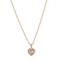 Alloy Rhinestone Simple Style Plating Heart Shape Pendant Necklace sku image 3