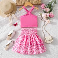 Casual Cute Flower Polyester Girls Clothing Sets main image 4