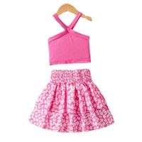 Casual Cute Flower Polyester Girls Clothing Sets main image 2