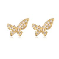 1 Pair Elegant Streetwear Butterfly Bow Knot Plating Inlay Copper Rhinestones Ear Studs main image 3