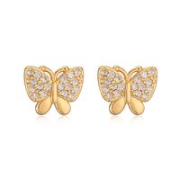 1 Pair Elegant Streetwear Butterfly Bow Knot Plating Inlay Copper Rhinestones Ear Studs main image 6