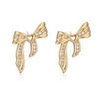 1 Pair Elegant Streetwear Butterfly Bow Knot Plating Inlay Copper Rhinestones Ear Studs main image 7