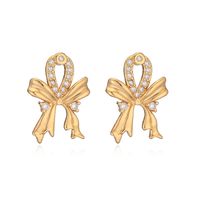 1 Pair Elegant Streetwear Butterfly Bow Knot Plating Inlay Copper Rhinestones Ear Studs main image 5