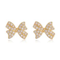1 Pair Elegant Streetwear Butterfly Bow Knot Plating Inlay Copper Rhinestones Ear Studs main image 4