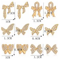 1 Pair Elegant Streetwear Butterfly Bow Knot Plating Inlay Copper Rhinestones Ear Studs main image 2