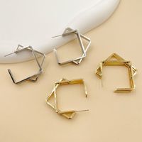 1 Pair Modern Style Simple Style Quadrilateral Solid Color Plating 304 Stainless Steel 14K Gold Plated Hoop Earrings main image 1