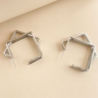 1 Pair Modern Style Simple Style Quadrilateral Solid Color Plating 304 Stainless Steel 14K Gold Plated Hoop Earrings main image 5