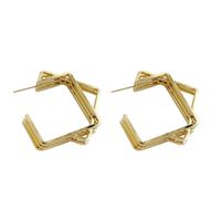 1 Pair Modern Style Simple Style Quadrilateral Solid Color Plating 304 Stainless Steel 14K Gold Plated Hoop Earrings main image 3