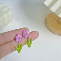 1 Pair Sweet Simple Style Flower Plating Copper Alloy Drop Earrings main image 3