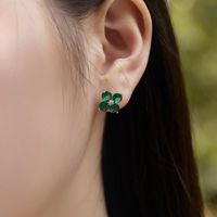 1 Pair Simple Style Classic Style Flower Inlay Sterling Silver Zircon Ear Studs main image 5