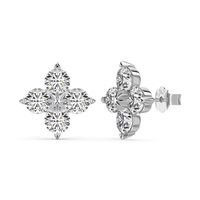 1 Pair Simple Style Classic Style Flower Inlay Sterling Silver Zircon Ear Studs sku image 1