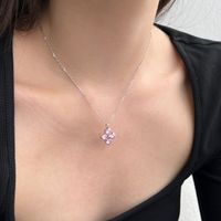 Sterling Silver Simple Style Classic Style Inlay Flower Zircon Pendant Necklace main image 5