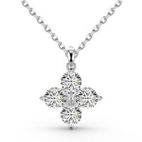 Sterling Silver Simple Style Classic Style Inlay Flower Zircon Pendant Necklace sku image 1