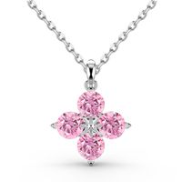 Sterling Silver Simple Style Classic Style Inlay Flower Zircon Pendant Necklace main image 3