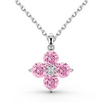 Sterling Silver Simple Style Classic Style Inlay Flower Zircon Pendant Necklace sku image 3