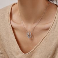 Sterling Silver Simple Style Classic Style Inlay Solid Color Rhinestones Pendant Necklace main image 3
