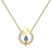 Sterling Silver Simple Style Classic Style Inlay Solid Color Rhinestones Pendant Necklace sku image 1