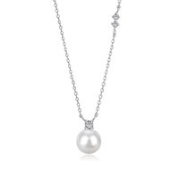 Sterling Silver Simple Style Classic Style Inlay Solid Color Pearl Pendant Necklace sku image 1