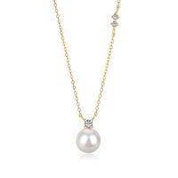 Sterling Silver Simple Style Classic Style Inlay Solid Color Pearl Pendant Necklace sku image 2
