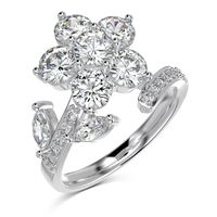 Sterling Silver Simple Style Classic Style Inlay Leaf Flower Zircon Rings sku image 6