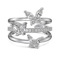 Sterling Silver Simple Style Classic Style Inlay Butterfly Rhinestones Rings main image 2