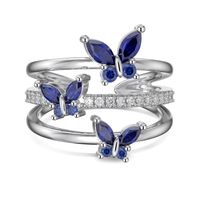 Sterling Silver Simple Style Classic Style Inlay Butterfly Rhinestones Rings sku image 3
