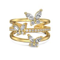 Sterling Silver Simple Style Classic Style Inlay Butterfly Rhinestones Rings sku image 2
