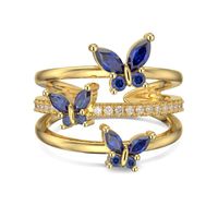 Sterling Silver Simple Style Classic Style Inlay Butterfly Rhinestones Rings sku image 5