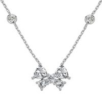 Sterling Silver Simple Style Classic Style Inlay Bow Knot Rhinestones Pendant Necklace sku image 1