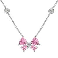 Sterling Silver Simple Style Classic Style Inlay Bow Knot Rhinestones Pendant Necklace sku image 2