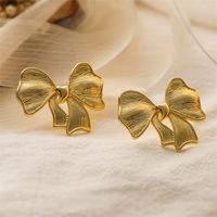 1 Pair Elegant Streetwear Bow Knot Plating Copper Ear Studs main image 5