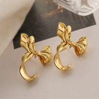 1 Pair Elegant Streetwear Bow Knot Plating Copper Ear Studs main image 3