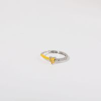 Kupfer 18 Karat Vergoldet Einfacher Stil Emaille Inlay Herzform Zirkon Offener Ring sku image 11