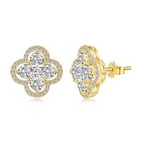 1 Pair Simple Style Classic Style Flower Inlay Sterling Silver Zircon Ear Studs sku image 2