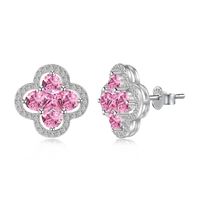 1 Pair Simple Style Classic Style Flower Inlay Sterling Silver Zircon Ear Studs sku image 4