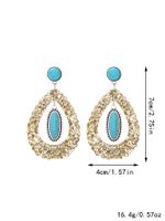 1 Pair Simple Style Shiny Water Droplets Hollow Out Inlay Pu Leather Alloy Turquoise Drop Earrings main image 2