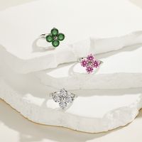 Sterling Silver Simple Style Classic Style Inlay Flower Zircon Rings main image 2
