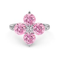 Sterling Silver Simple Style Classic Style Inlay Flower Zircon Rings sku image 6